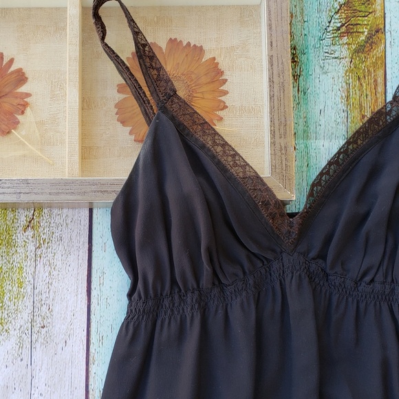 Cynthia Vincent Black Silk Lace Trim Slip Dress XS - Picture 3 of 7